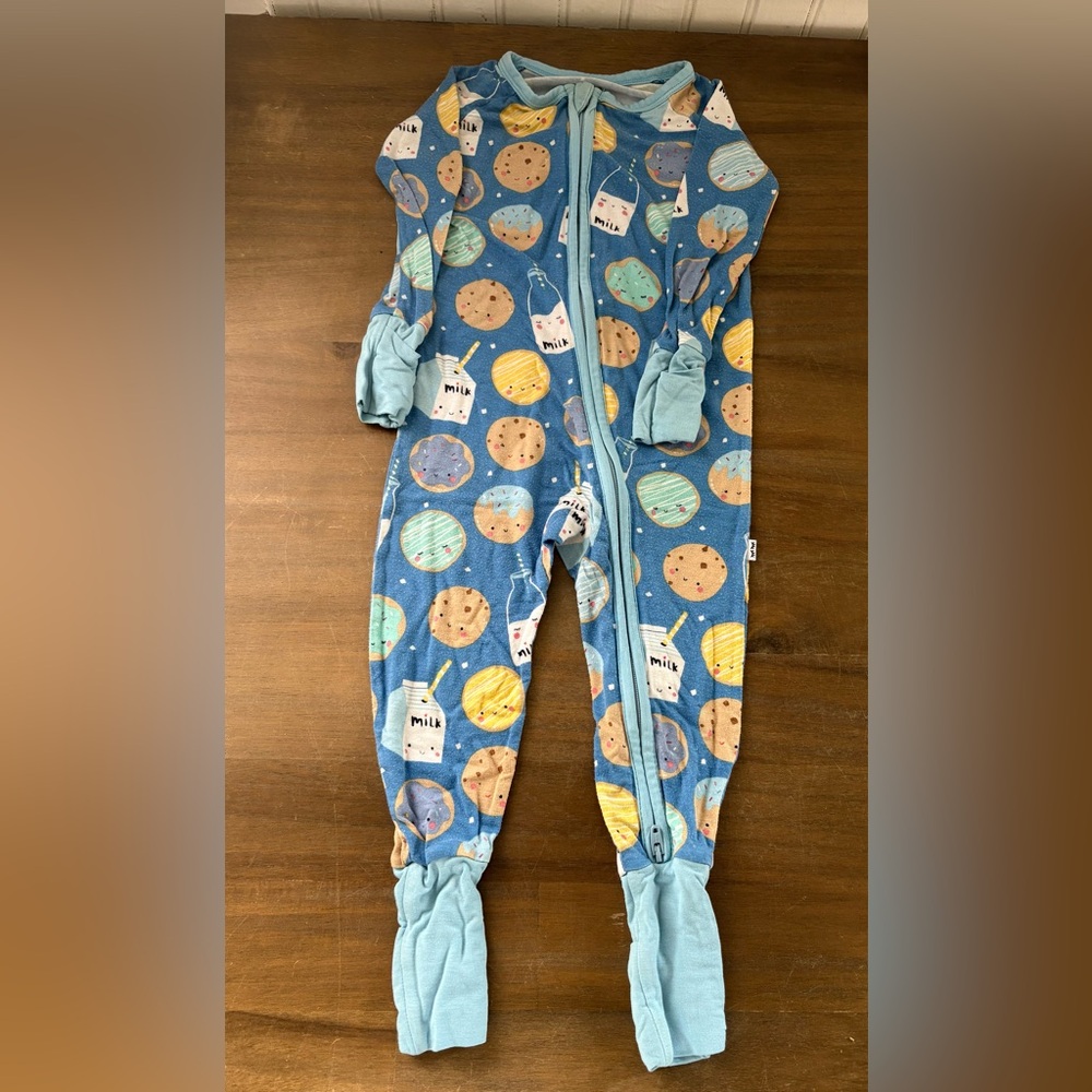 Little Sleepies Blue Cookie and Milk Kids Footie